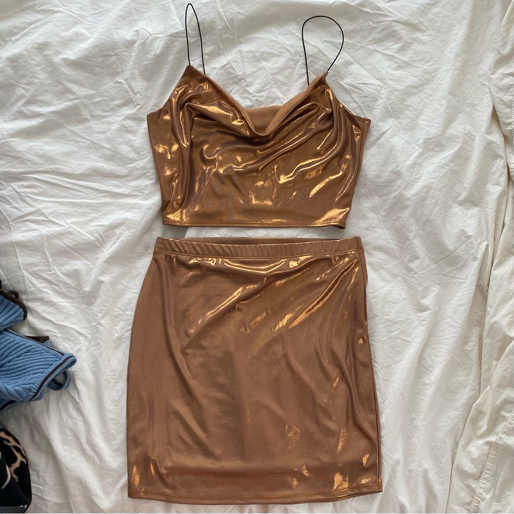 Matching Cowl neck top and skirt